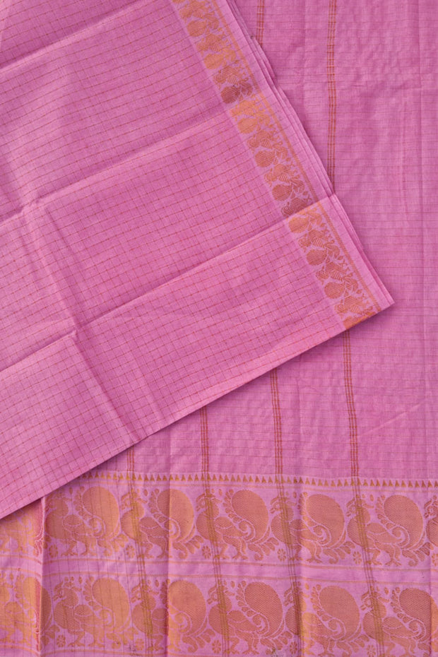 Double Border Sungudi - Light Pink