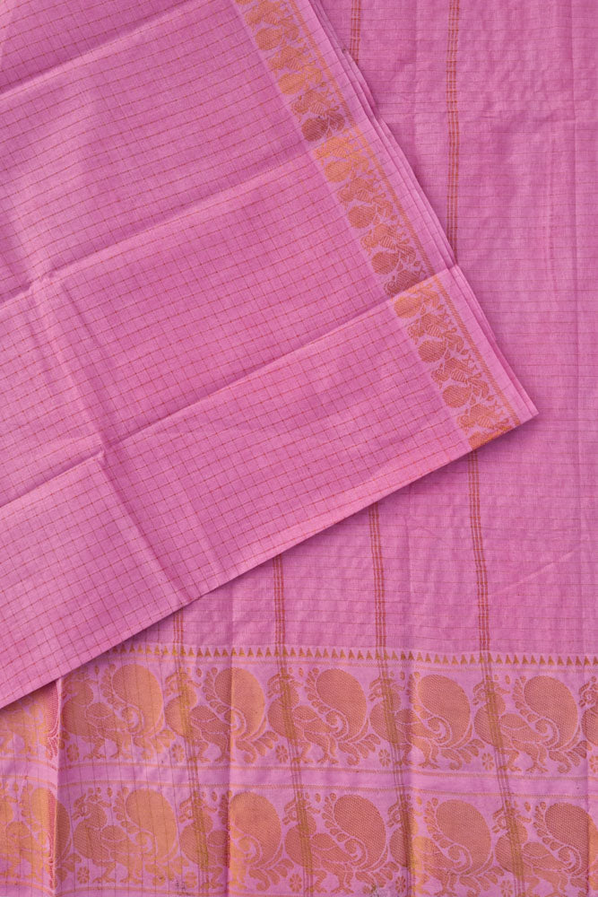 Double Border Sungudi - Light Pink