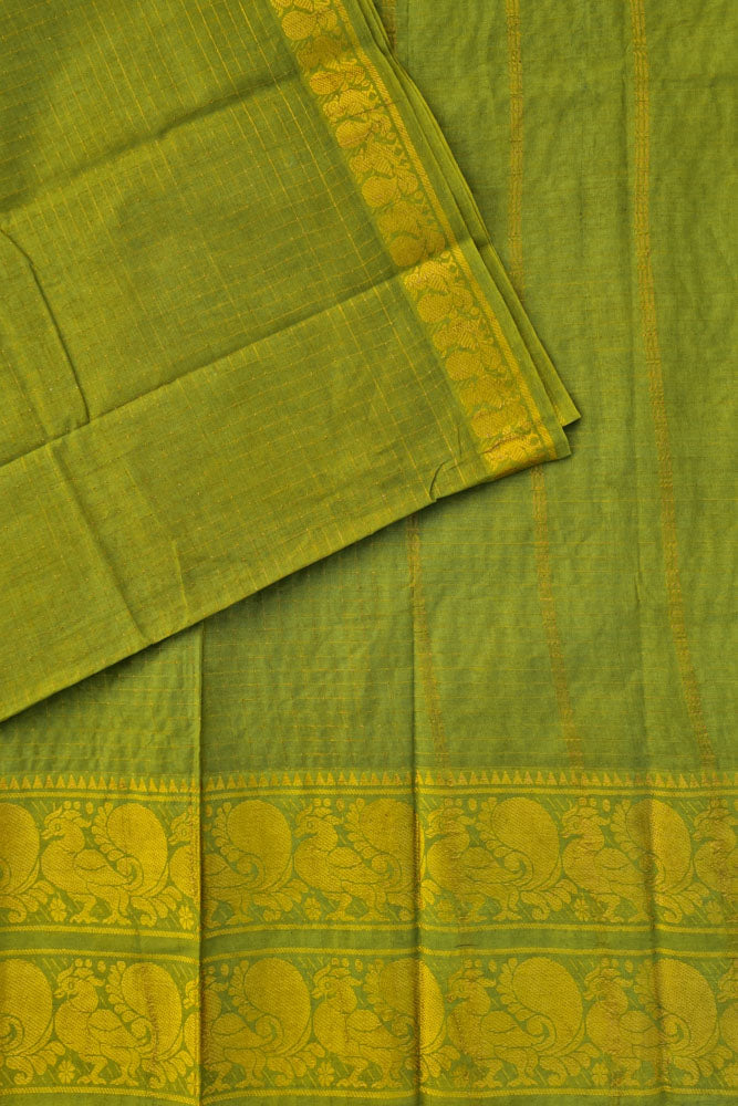 Double Border Sungudi - Henna Green