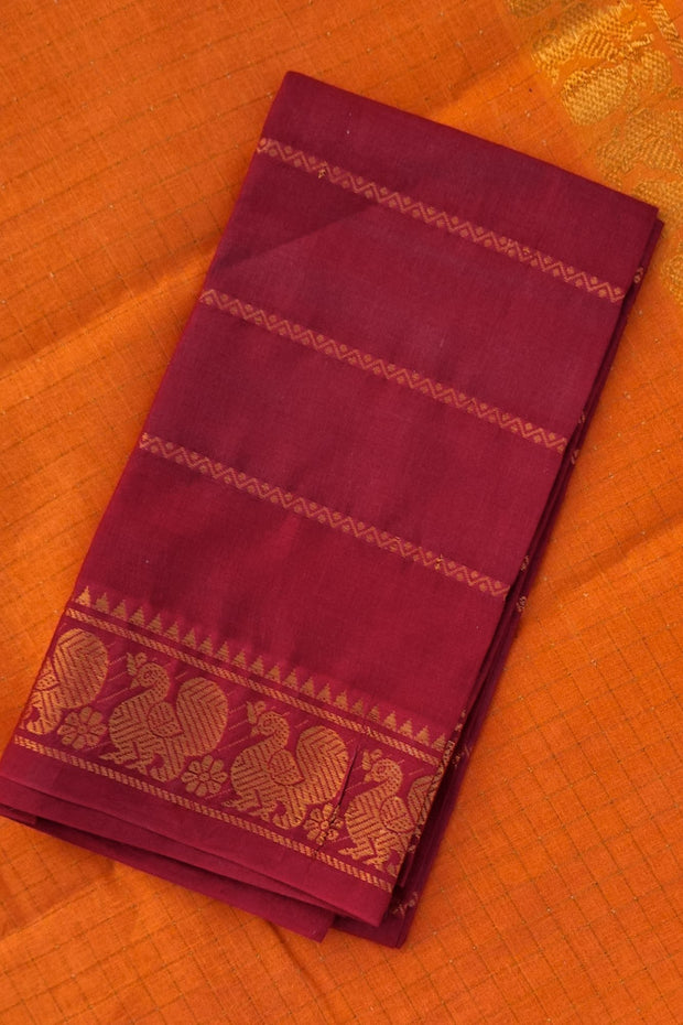 Double Border Sungudi - Dark Orange