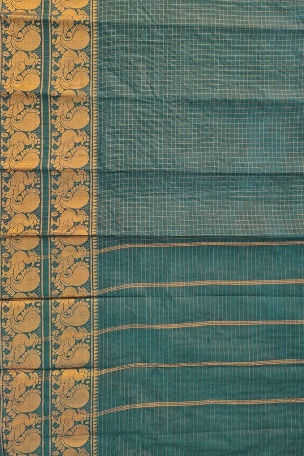 Double Border Sungudi - Teal green