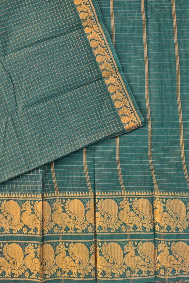 Double Border Sungudi - Teal green