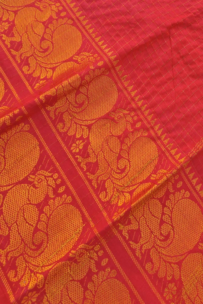 Double Border Sungudi - Red