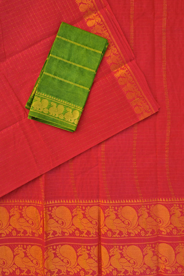 Double Border Sungudi - Red