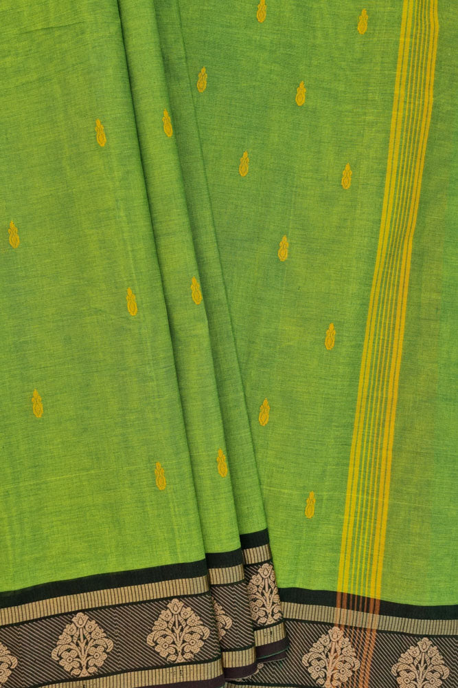 Butta Saree - Henna Green Thread Buttas