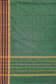 Kanchi Fusion Coin Border Saree - Emerald Green