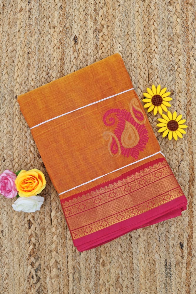 Kanchi Royal Pallu - Dual Tone Orange