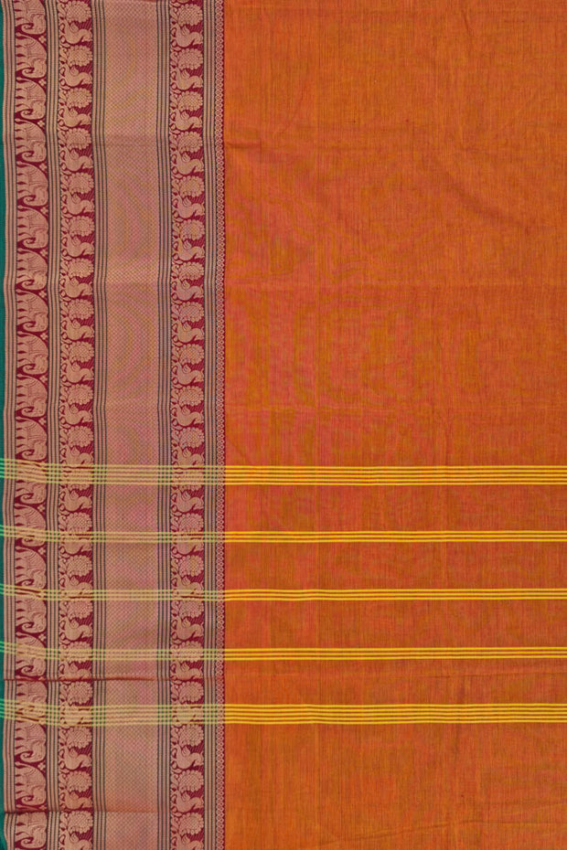 Kanchi Narayanapet Series  W/ Blouse - Rust Orange