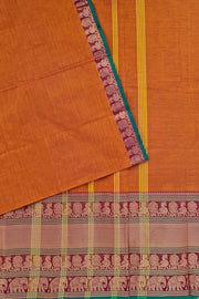 Kanchi Narayanapet Series  W/ Blouse - Rust Orange