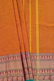 Kanchi Narayanapet Series  W/ Blouse - Rust Orange