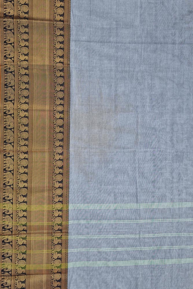 Kanchi Narayanapet Series W/ Blouse  - Light Bluish Grey