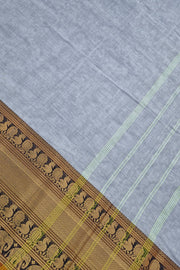 Kanchi Narayanapet Series W/ Blouse  - Light Bluish Grey