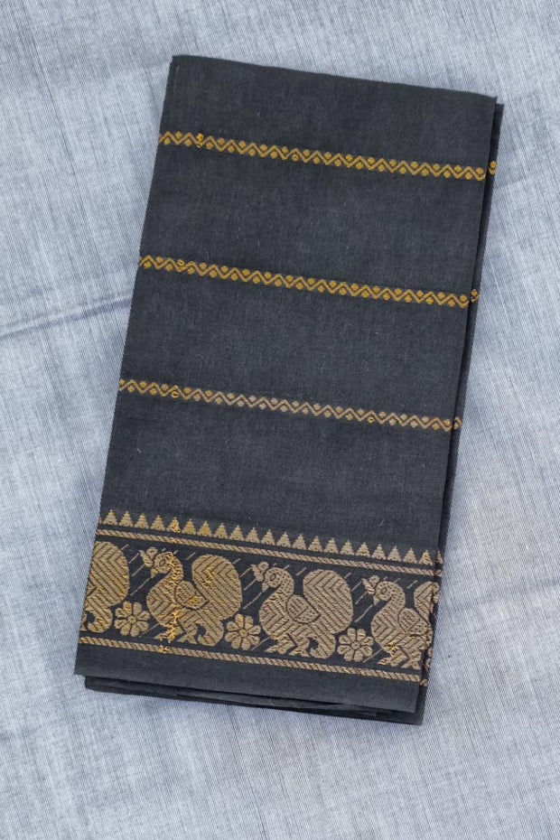 Kanchi Narayanapet Series W/ Blouse  - Light Bluish Grey