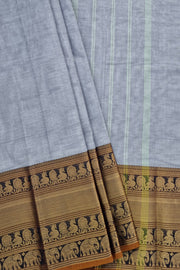 Kanchi Narayanapet Series W/ Blouse  - Light Bluish Grey