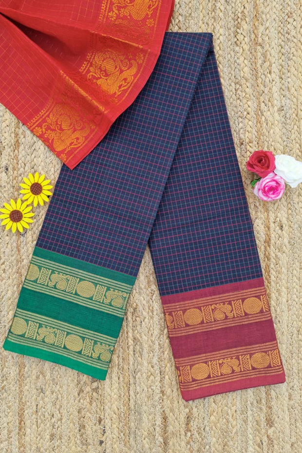 Ganga Jamuna Saree W/Blouse - Blue