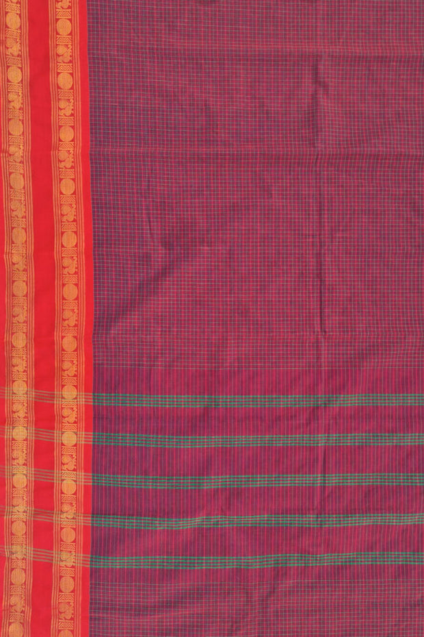 Ganga Jamuna Saree W/Blouse - Dark Red