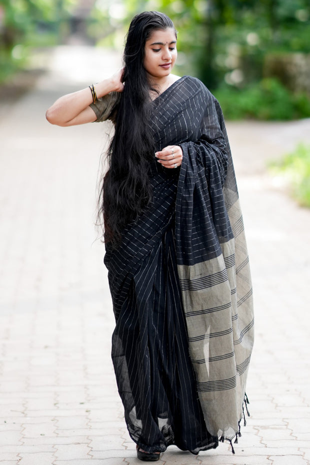 Ponni Saree W/ Blouse - Black