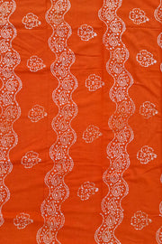 Voile Saree with Blouse - Bright Orange