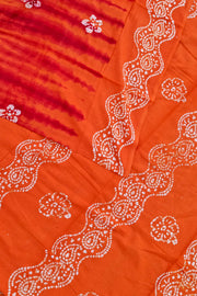 Voile Saree with Blouse - Bright Orange
