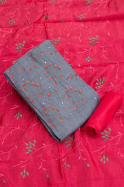 Soft Silk Suit - Grey / Rani Pink - knotnthreads