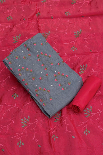Soft Silk Suit - Grey / Bright Red - knotnthreads