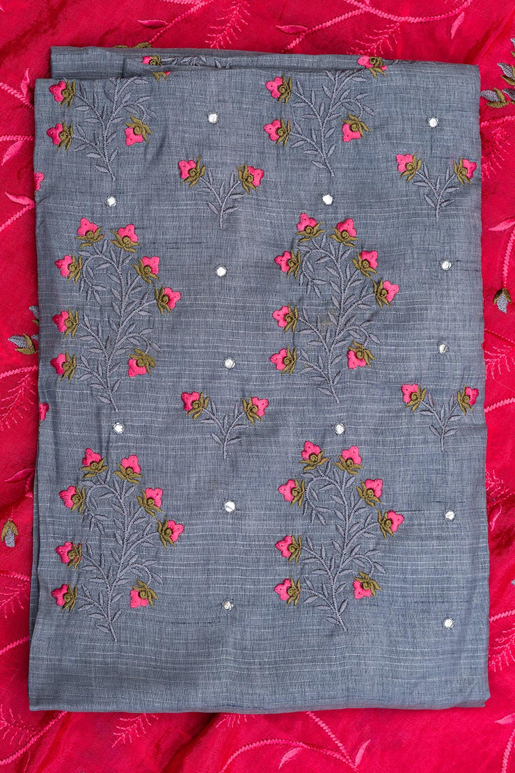 Soft Silk Suit - Grey / Rani Pink - knotnthreads